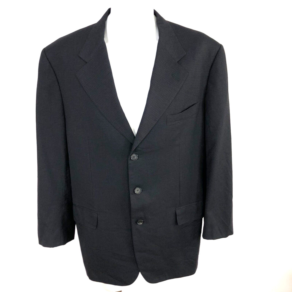 Gianluca Isaia Napoli 46 100% Wool Super 140s Sport Coat Jacket Black Pattern